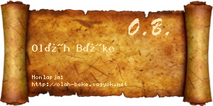 Oláh Béke névjegykártya